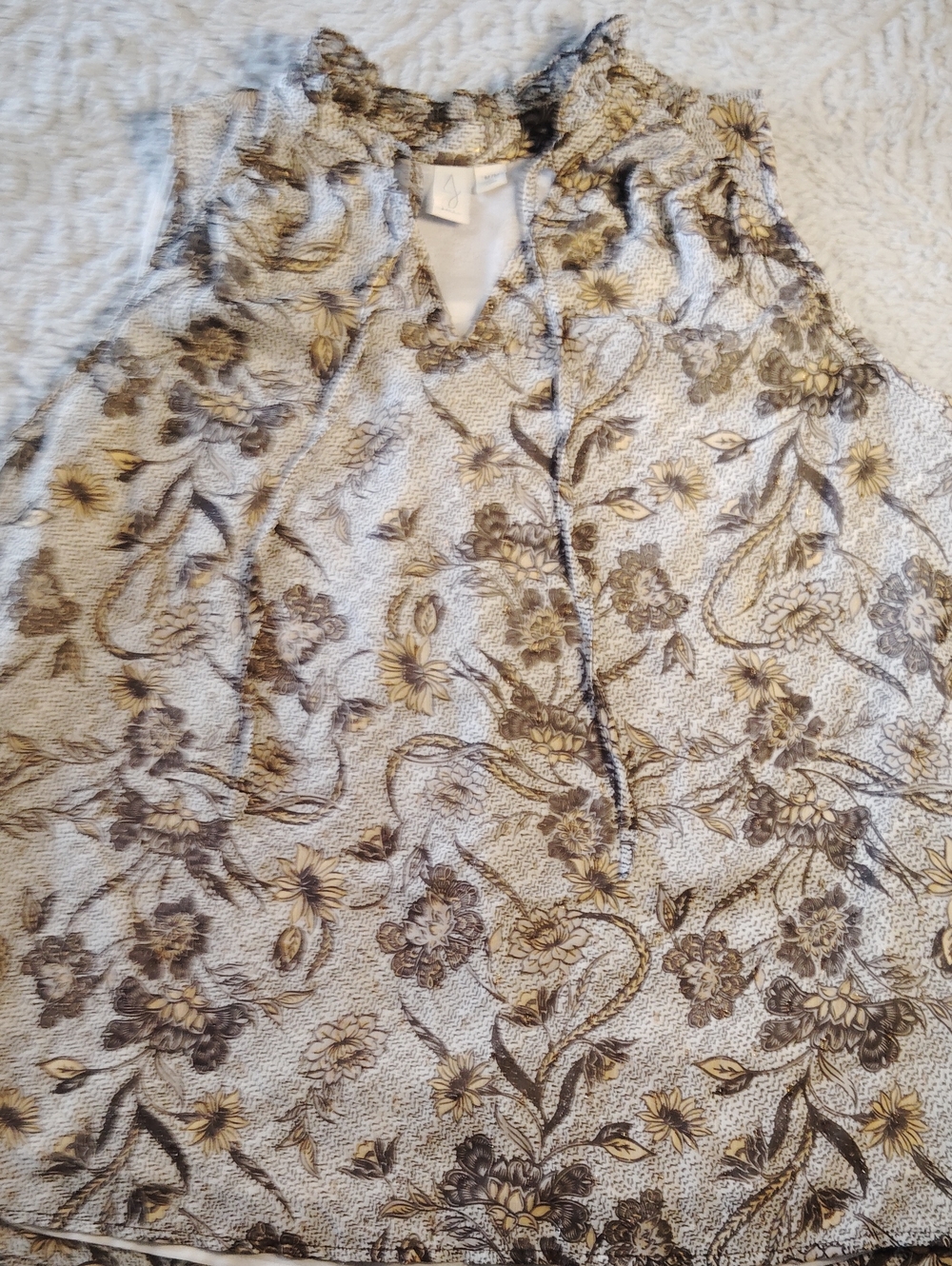 Joie Cream Floral Sleeveless Blouse